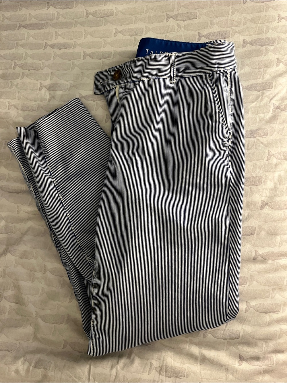 Women’s Blue & White Pinstripe Chinos Capris